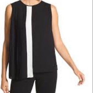 CHICO’S Top Half Pleated Black & White Sleeveless Size Small/ Chico’s 0